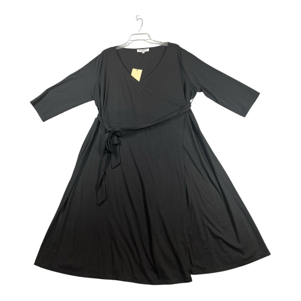 Elegant Black Long Sleeve Wrap Dress